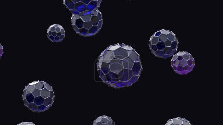 Foto de Nano moléculas voladoras sobre fondo oscuro - Imagen libre de derechos