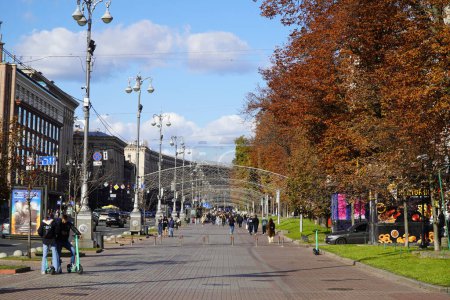 Foto de Kiev, Ucrania, 8 de octubre de 2023. Khreshchatyk vista - Imagen libre de derechos