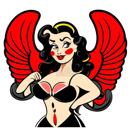 Foto de Hermosa mujer ángel en bikini rojo - Imagen libre de derechos