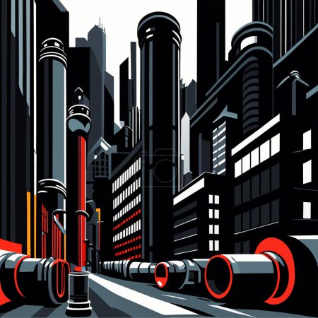 Foto de Vista futurista de la ciudad, arte vectorial - Imagen libre de derechos