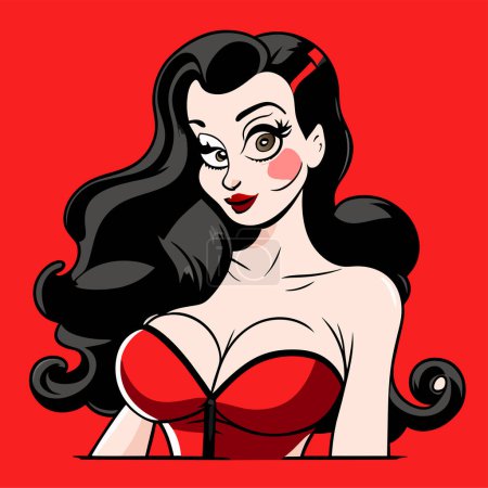 Ilustración de Hermosa mujer en lencería roja - Imagen libre de derechos