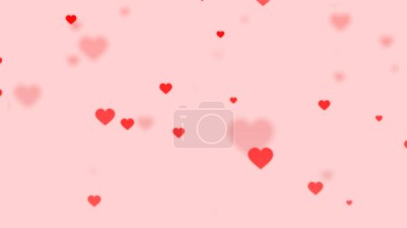 Foto de Día de San Valentín fondo rosa con corazones brillantes - Imagen libre de derechos
