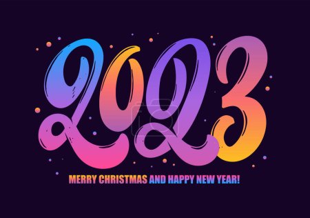 Happy new 2023 year - cute hand drawn doodle lettering.