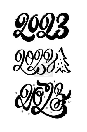 Illustration for Happy new 2023 year - cute hand drawn doodle lettering. - Royalty Free Image