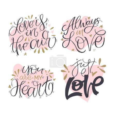 Love you lettering art. Valentine's Day postcard. Be mine.