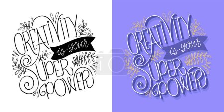 Illustration for Cute funny hand drawn doodle lettering art postcard about life. - Royalty Free Image