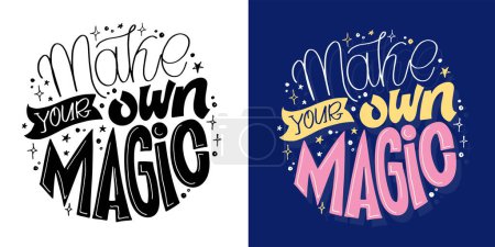 Illustration for Cute funny hand drawn doodle lettering art postcard about life. - Royalty Free Image