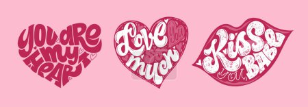 Ilustración de Bonita mano dibujada garabato letras postal sobre el amor. Te amo arte. - Imagen libre de derechos