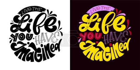 Illustration for Cute lettering postcard about life, t-shirt design, mug print. - Royalty Free Image