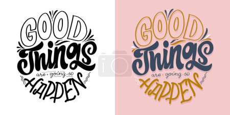 Ilustración de Cute hand drawn doodle lettering postcard, t-shirt design, mug print, social media template. - Imagen libre de derechos