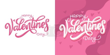 Illustration for Love you lettering, Happy Valentine's Day, Be mine - lettering hand drawn doodle postcard. T-shirt design, mug print, ballon print. Hand drawn lettering for Valentines Day card template. St. Valentines Day banner, flyer. Romantic lettering - Royalty Free Image