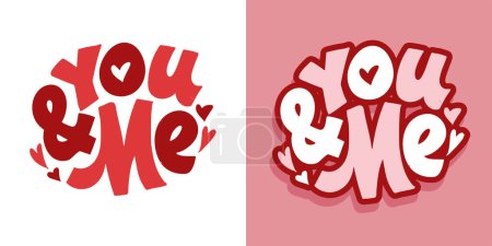 Illustration for Lettering postcard about love. Happy Valentine'day card - hand drawn doodle lettering postcard. Heart, be mine. Vector - Royalty Free Image