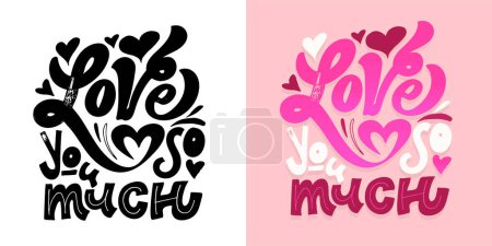 Illustration for Lettering postcard about love. Happy Valentine'day card - hand drawn doodle lettering postcard. Heart, be mine. Vector - Royalty Free Image