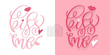 Téléchargez les illustrations : Lettering postcard about love. Happy Valentine'day card - hand drawn doodle lettering postcard. Heart, be mine. Vector. Pattern, background. - en licence libre de droit