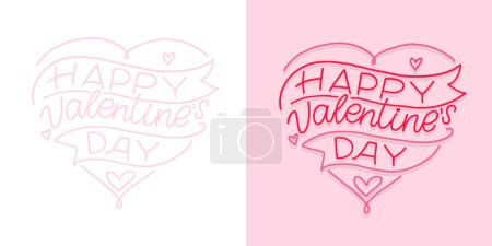 Illustration for Lettering postcard about love. Happy Valentine'day card - hand drawn doodle lettering postcard. Heart, be mine. Vector. Pattern, background. - Royalty Free Image