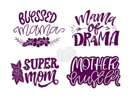 Ilustración de Feliz Día de las Madres - linda postal de letras. Diseño de camiseta, invitación, impresión de taza. - Imagen libre de derechos