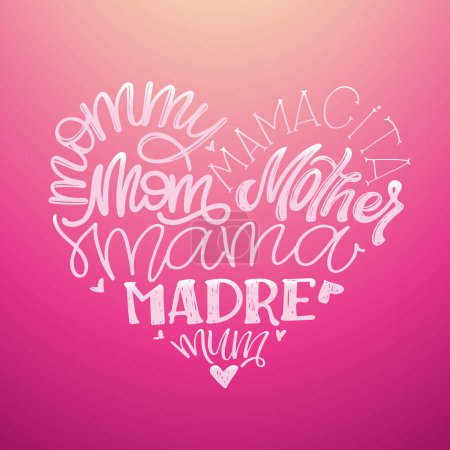 Ilustración de Feliz Día de las Madres - lindas letras postal con flores. Diseño de camiseta, impresión de taza, arte de letras. - Imagen libre de derechos