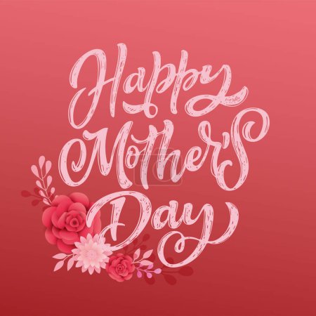 Ilustración de Feliz Día de las Madres - linda postal de letras. Mejor mamá nunca. - Imagen libre de derechos