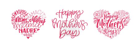 Ilustración de Feliz Día de las Madres - linda postal de letras. Mejor mamá nunca. - Imagen libre de derechos