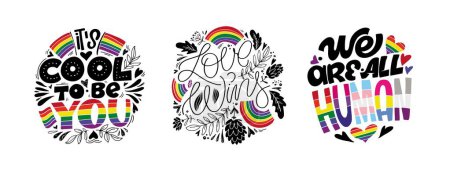 Funny hand drawn lettering about love. Pride month, trans love.