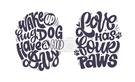 Illustration for Cute hand drawn doodle lettering about dog. Lettering for tee, mug print, postcard. - Royalty Free Image