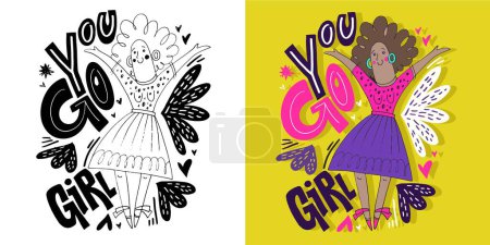 Illustration for Cute hand drawn doodle lettering postcard, t-shirt design, tee art, mug print. - Royalty Free Image