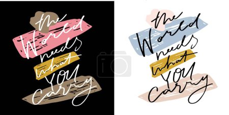 Illustration for Set with Handwritten lettering quotes. Hand drawn unique typography design element for greeting cards, decoration, prints and posters. - Royalty Free Image
