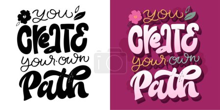 Illustration for Cute motivation hand drawn doodle lettering postcard. Lettering for print, t-shirt design, tee design, mug pring, bag label - Royalty Free Image