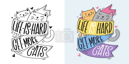 Funny hand drawn doodle lettering poster about cat. Cat lover, pet. Pet lover art
