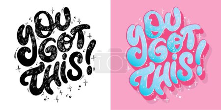 Funny color hand drawn doodle lettering postcard. T-shirt design, mug print, bag print, doodle template print.