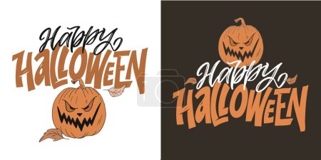 Téléchargez les illustrations : Joyeux Halloween - mignon dessin à la main étiquette de lettrage doodle. Fête d'Halloween - Trick or Treat. Lettrage d'art pour poster, web, bannière, t-shirt design. - en licence libre de droit