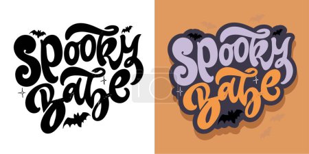 Illustration for Happy halloween - cute hand drawn doodle lettering label. Halloween party - Trick or Treat. Lettering art for poster, web, banner, t-shirt design. - Royalty Free Image