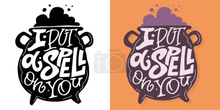 Illustration for Cute lettering about Happy halloween. Halloween party - Trick or Treat. Halloween invitation. Lettering art for poster, web, banner, t-shirt design. - Royalty Free Image