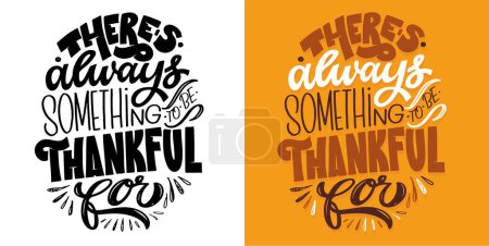Illustration for Lettering postcard about thanksgiving, blessing, grateful, thankful, pumpkin pie. Happy thanksgiving day. - Royalty Free Image