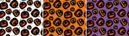 Téléchargez les illustrations : Mignon fond de motif de citrouille pour la patrie Halloween. - en licence libre de droit