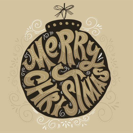 Illustration for Holiday poster. Winter card.Merry Christmas and happy new year - cute postcard. Lettering label for poster, banner, web, sale, t-shirt design. New year holiday greeting card. - Royalty Free Image