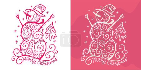Ilustración de Felices Fiestas - lindo conjunto de letras dibujadas a mano. Feliz Navidad y feliz año nuevo. Saludos de temporada. Vibras navideñas. - Imagen libre de derechos