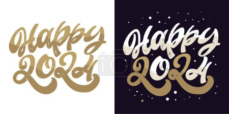 Illustration for Merry Christmas and happy new year - cute postcard. Lettering label for poster, banner, web, sale, t-shirt design. New year holiday greeting card. - Royalty Free Image