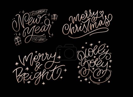 Téléchargez les illustrations : 2024. Carte de vœux du Nouvel An. Joyeux Noël et bonne année - carte postale mignonne. Étiquette de lettrage pour affiche, bannière, web, vente, conception de t-shirt. - en licence libre de droit