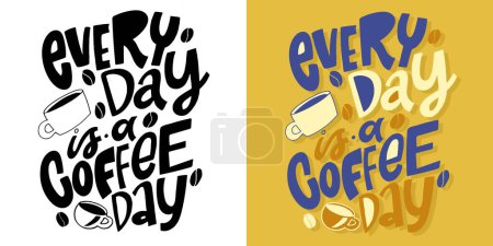 Illustration for Coffee set. Hand drawn doodle coffee art, design elements, template for fabric, cafe, menu, pattern. - Royalty Free Image