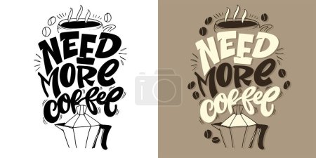 Téléchargez les illustrations : Coffret café. Dessiné à la main doodle café art, éléments de conception, modèle pour tissu, café, menu, motif. - en licence libre de droit