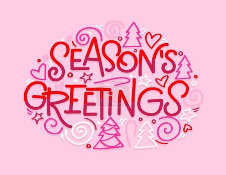 Illustration for Season greatings. 2024. New year holiday greeting card. Merry Christmas and happy new year - cute postcard. Lettering label for poster, banner, web, sale, t-shirt design. - Royalty Free Image