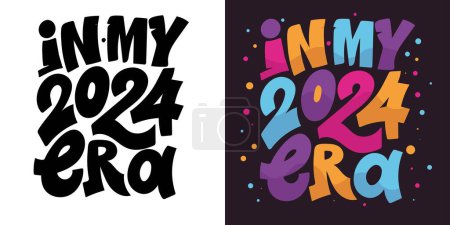 Illustration for 2024. New year holiday greeting card. Merry Christmas and happy new year - cute postcard.  Lettering label for poster, banner, web, sale, t-shirt design. - Royalty Free Image