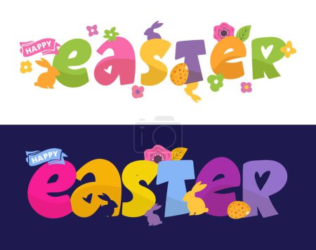Illustration for Lettering  about Easter for flyer and print design. Vector illustration. Templates for banners, posters, greeting postcards. 100% vector file - Royalty Free Image