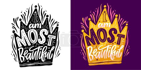 Illustration for Cute hand dtawn doodle lettering postcard, lettering print t-shirt design, 100% vector design. - Royalty Free Image