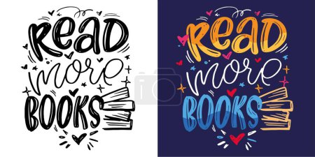 Weiterlesen Bücher - niedliches handgezeichnetes Doodle letetring postaer, T-Shirt-Design, 100% Vektor