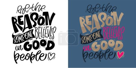Illustration for Cute hand drawn doodle lettering postcard, lettering print t-shirt design, 100% vector design. - Royalty Free Image