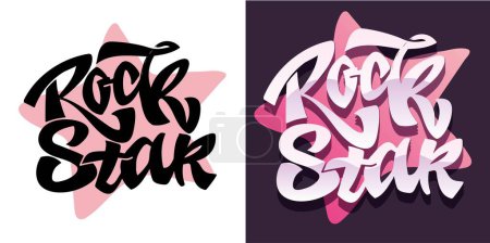 Illustration for Rock star - cute hand drawn doodle lettering print. 100% vector image. - Royalty Free Image