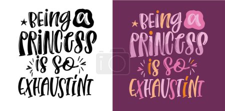 Ilustración de Little miss Princess - etiqueta dibujada a mano con letras, diseño de camiseta. 100% archivo vectorial. - Imagen libre de derechos