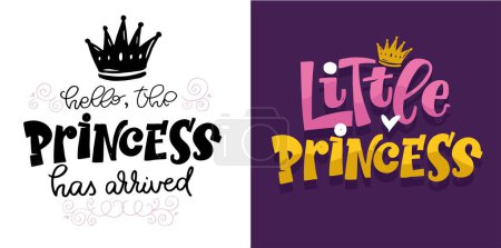 Ilustración de Little miss Princess - etiqueta dibujada a mano con letras, diseño de camiseta. 100% archivo vectorial. - Imagen libre de derechos